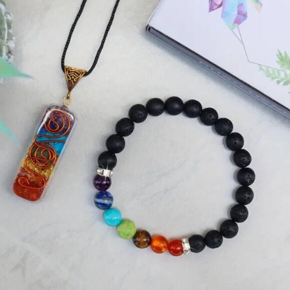 Chakra Necklace & Bracelet Healing Set NWT - Picture 5 of 7